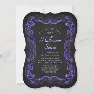 Invitación Fiesta de Halloween gótica morada elegante
