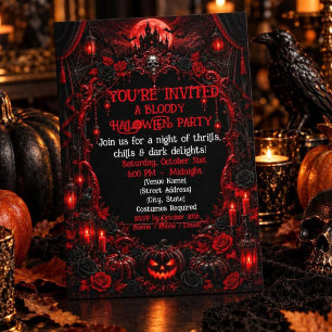 Invitación Fiesta de Halloween gótica sangrienta Castillo emb