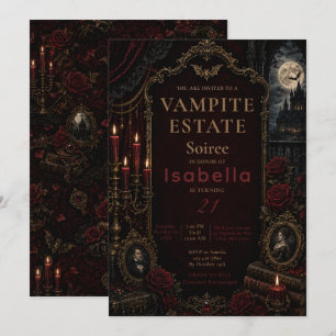 Invitación Fiesta de Halloween gótica victoriana