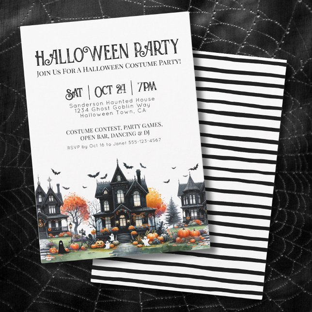 Invitación Fiesta de Halloween Gótica Vintage (Vintage Gothic Halloween Party Invitation)