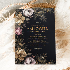 Invitación Fiesta de Halloween Gótico Dark Floral para Adulto