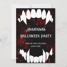 Invitación Fiesta de Halloween Gótico Salpicadura de Sangre V