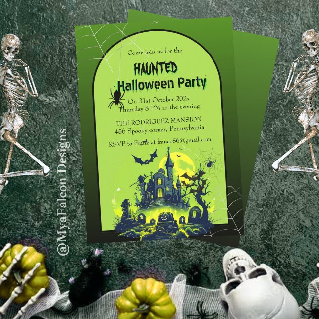 Invitación Fiesta de Halloween Green Hauned House (Subido por el creador)
