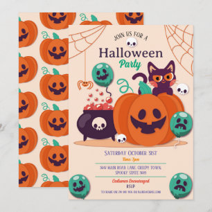 Invitación Fiesta de Halloween invita a los fantasmas calabaz