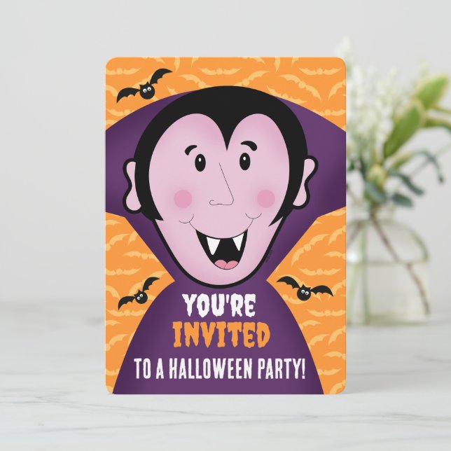 Invitación Fiesta de Halloween invita a matar a niños con vam (Anverso de pie)