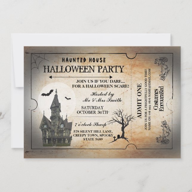 Invitación Fiesta de Halloween invita a pasaje espeluznante d (Anverso)