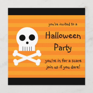Invitación Fiesta de Halloween invita al cráneo pirata cuadra