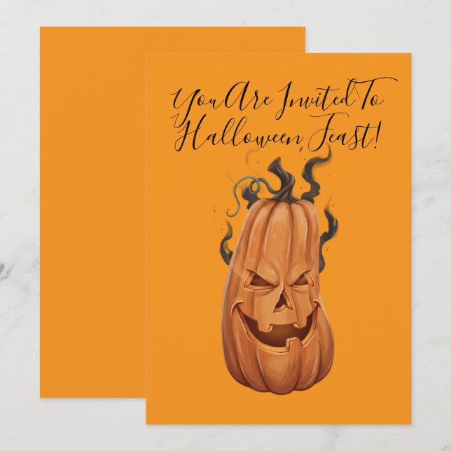 Invitación Fiesta de Halloween Jack-o-Lantern (Anverso / Reverso)