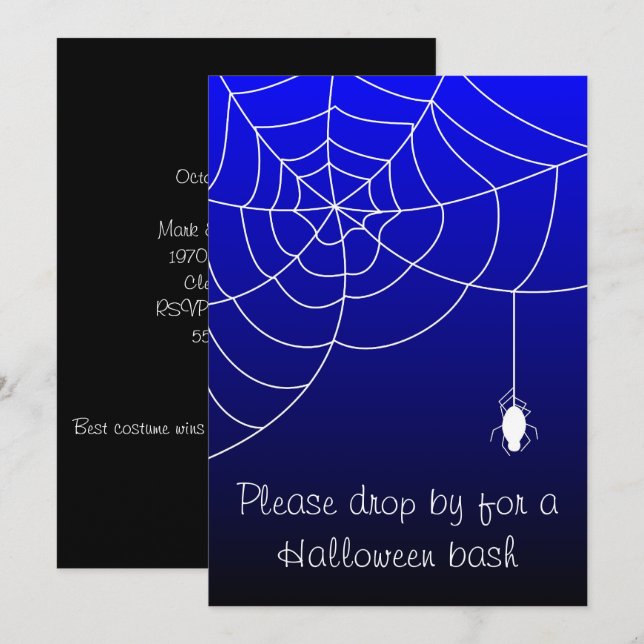 Invitación Fiesta de Halloween La Red Azul de Terror  (Anverso / Reverso)