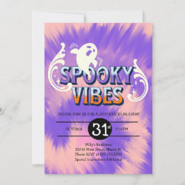 Invitación Fiesta de Halloween Lazo Tinte Fantasma Vibracione