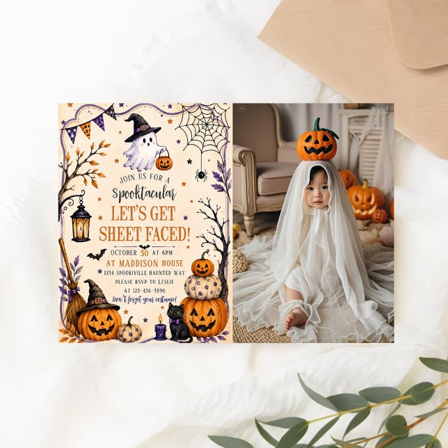 Invitación Fiesta de Halloween Lets Get Sheet Faced (Subido por el creador)