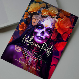 Invitación Fiesta de Halloween moderna para adultos negro dor
