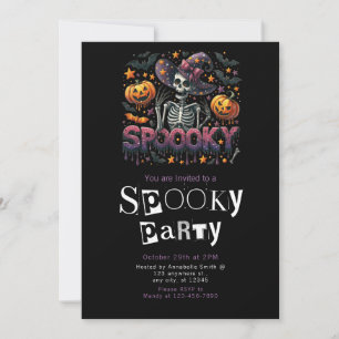 Invitación Fiesta de Halloween Modernista con Esqueleto Espel