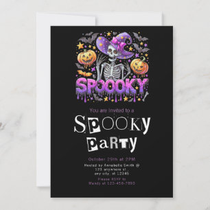Invitación Fiesta de Halloween Modernista con Esqueleto Espel
