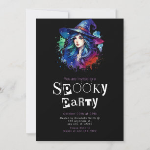 Invitación Fiesta de Halloween Modernista Mínima Arcoíris de 