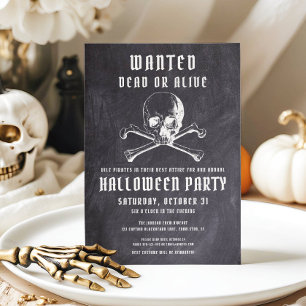 Invitación Fiesta de Halloween Negra Cráneo y Huesos de Pirat