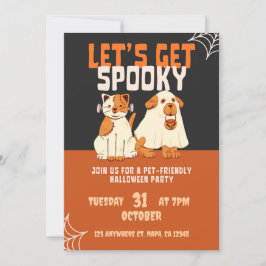 Invitación Fiesta de Halloween negro y Naranja amigable con M