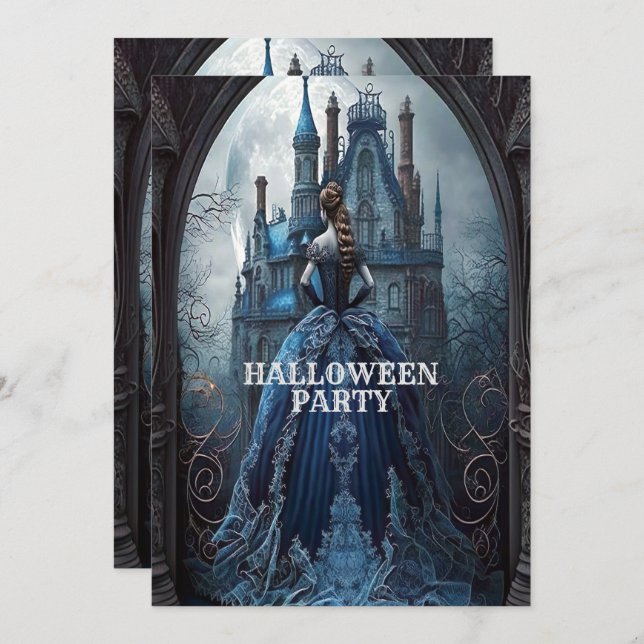 Invitación Fiesta de Halloween obsesionada con el miedo de la (Anverso / Reverso)