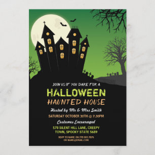 Invitación Fiesta de Halloween obsesionada con murciélagos de
