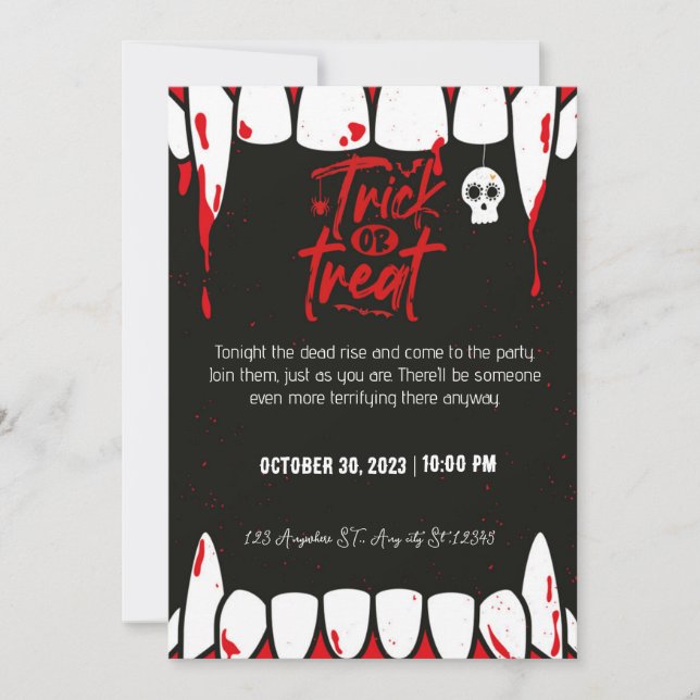 Invitación fiesta de halloween oscuro (Anverso)