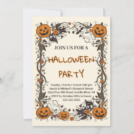 Invitación Fiesta de Halloween Otoño Embrujado de Calabaza Rú