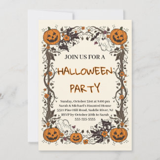 Invitación Fiesta de Halloween Otoño Embrujado de Calabaza Rú