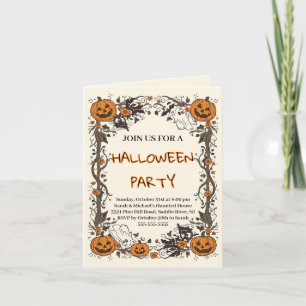 Invitación Fiesta de Halloween Otoño Embrujado de Calabaza Rú