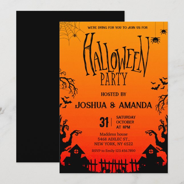 Invitación Fiesta de Halloween para adultos (Anverso / Reverso)