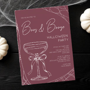 Invitación Fiesta de Halloween para adultos Burgundy Red Boos