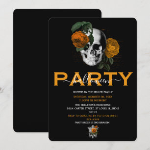 Invitación Fiesta de Halloween para adultos, calavera floral