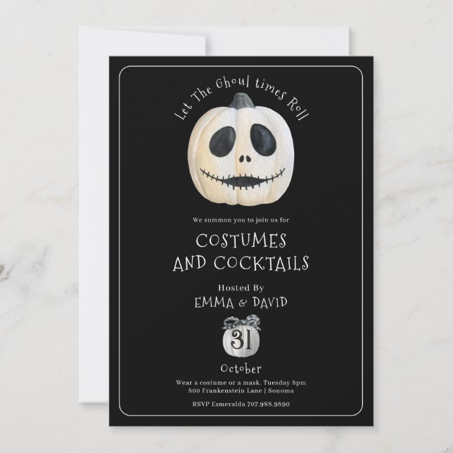Invitación Fiesta de Halloween para adultos Cara de calabaza  (Anverso)