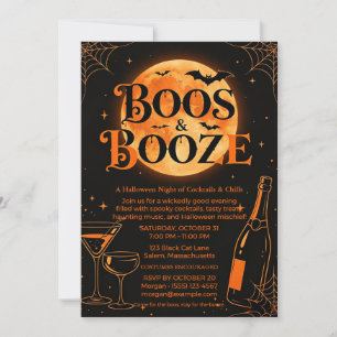Invitación Fiesta de Halloween para Adultos con Burlas y Bebi