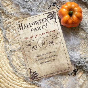 Invitación Fiesta de halloween para adultos con calavera marr