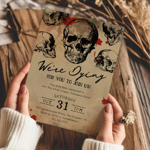 Invitación Fiesta de Halloween para adultos con calavera vint