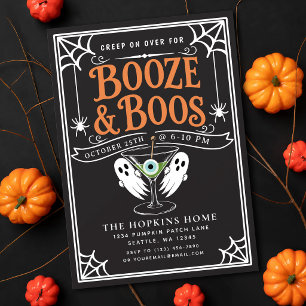 Invitación Fiesta de Halloween para adultos con fantasmas, Bl