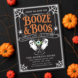 Invitación Fiesta de Halloween para adultos con fantasmas, Bl