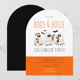 Invitación Fiesta de Halloween para adultos con fantasmas y c