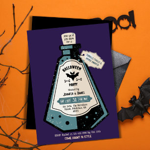 Invitación Fiesta de Halloween para adultos con murciélago pú