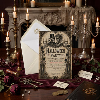 Invitación Fiesta de Halloween para adultos Cráneo gótico vin
