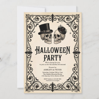 Invitación Fiesta de Halloween para Adultos Cráneo Gótico Vin