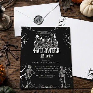 Invitación Fiesta de Halloween para adultos esqueleto gótico