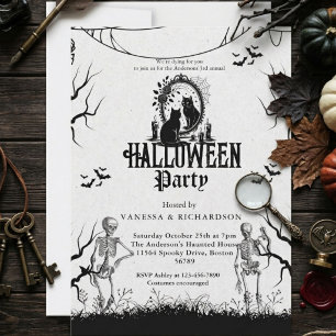 Invitación Fiesta de Halloween para Adultos Esqueleto Gótico