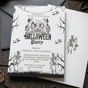 Invitación Fiesta de Halloween para Adultos Esqueleto Gótico