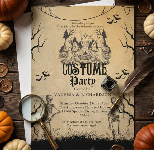 Invitación Fiesta de Halloween para adultos esqueleto gótico
