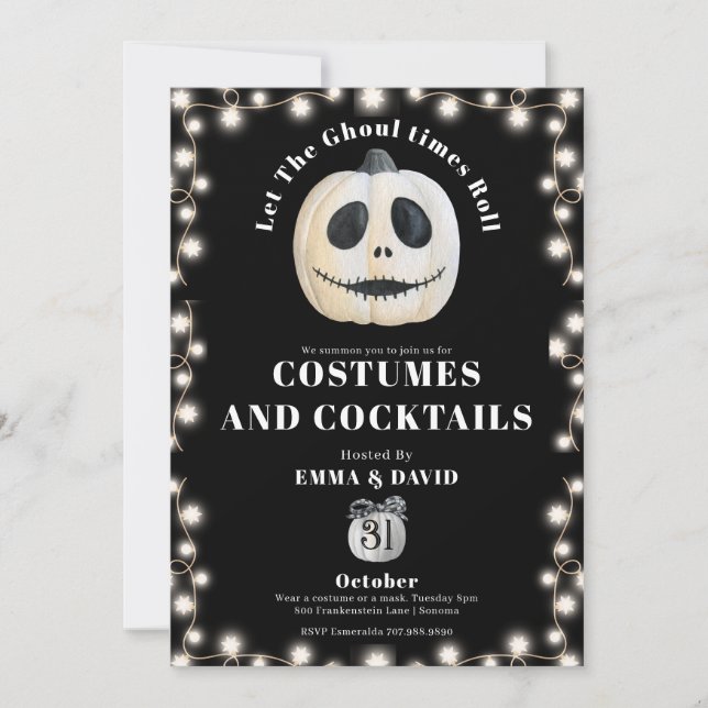 Invitación Fiesta de Halloween para Adultos Luces de la caden (Anverso)
