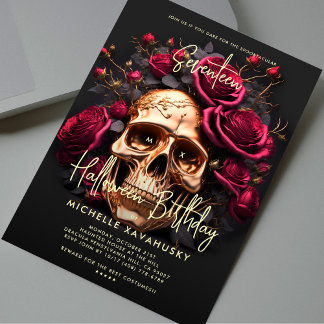 Invitación Fiesta de Halloween para Adultos Roses Rojos de Bl