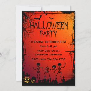 Invitación Fiesta de Halloween para adultos Tumba de murciéla