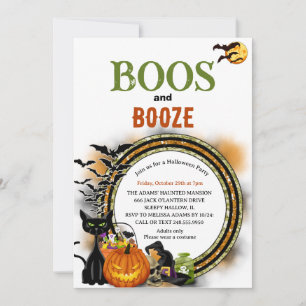 Invitación Fiesta de Halloween para adultos verde naranja con
