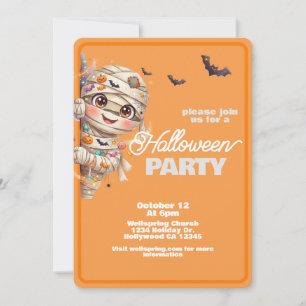 Invitación Fiesta de Halloween para Familias con Momias Linda