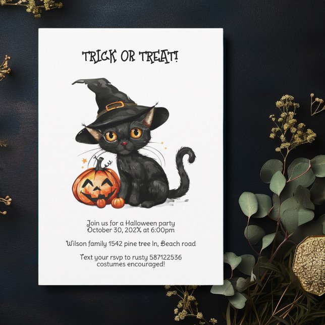 Invitación Fiesta de Halloween para gatos negros (Subido por el creador)